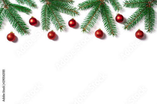 Christmas fir branches  red balls