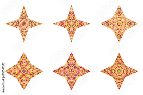 Isolated triangle mosaic star polygon collection - abstract polygonal ornamental geometrical vector elements