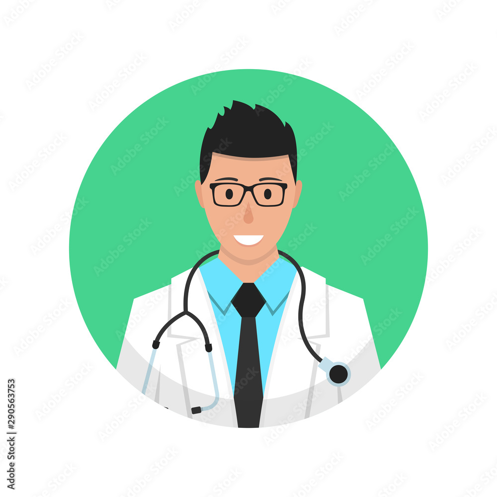 Medical doctor profile icon. Male doctor avatar. Vector illustration.