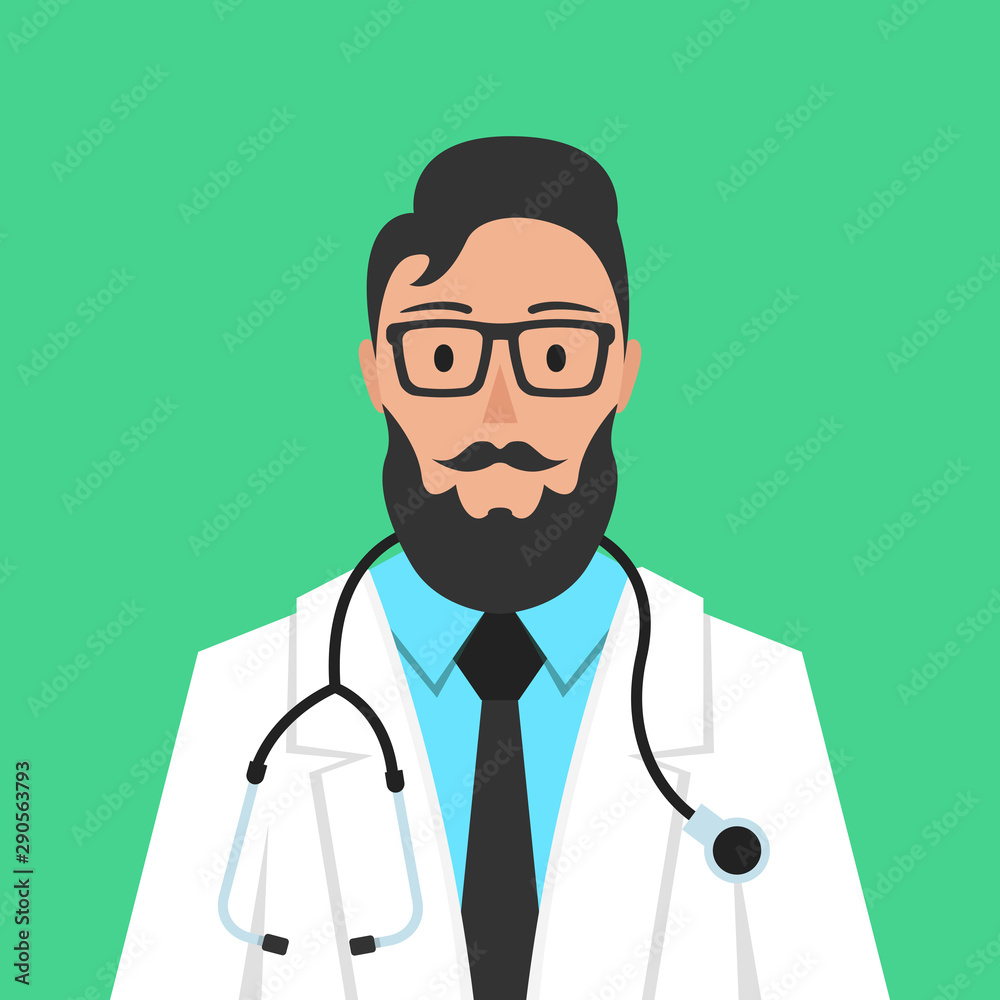 Fototapeta premium Medical doctor profile icon. Male doctor avatar. Vector illustration.