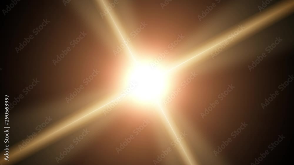 Bright orange light appearing and dissappearing while moving by curved trajectory and spinning on black background
