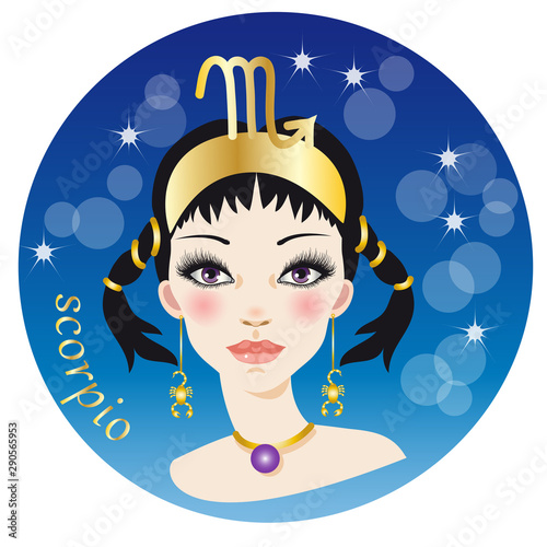 Beautiful female face representing the water zodiac sign of scorpio