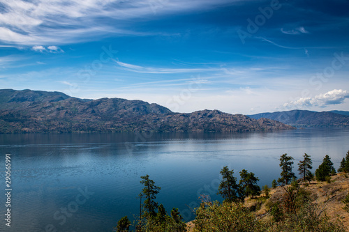 View of Okanagan Lake from Knox Mountain in Kelowna in British Columbia  Canada