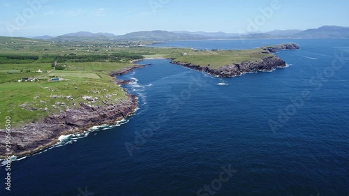 Wide aerial, Irish coastline in Waterville