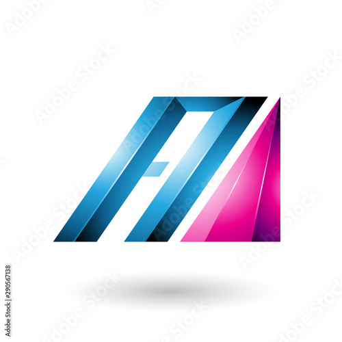 Free Download Blue and Magenta Letter A of Glossy Diagonal Bars - GFXLoad
