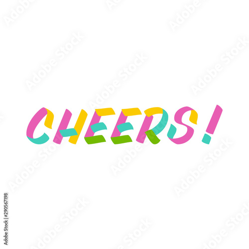 Cheers brush sign lettering. Celebration card design elements on white background. Holiday lettering templates for greeting cards, overlays, posters