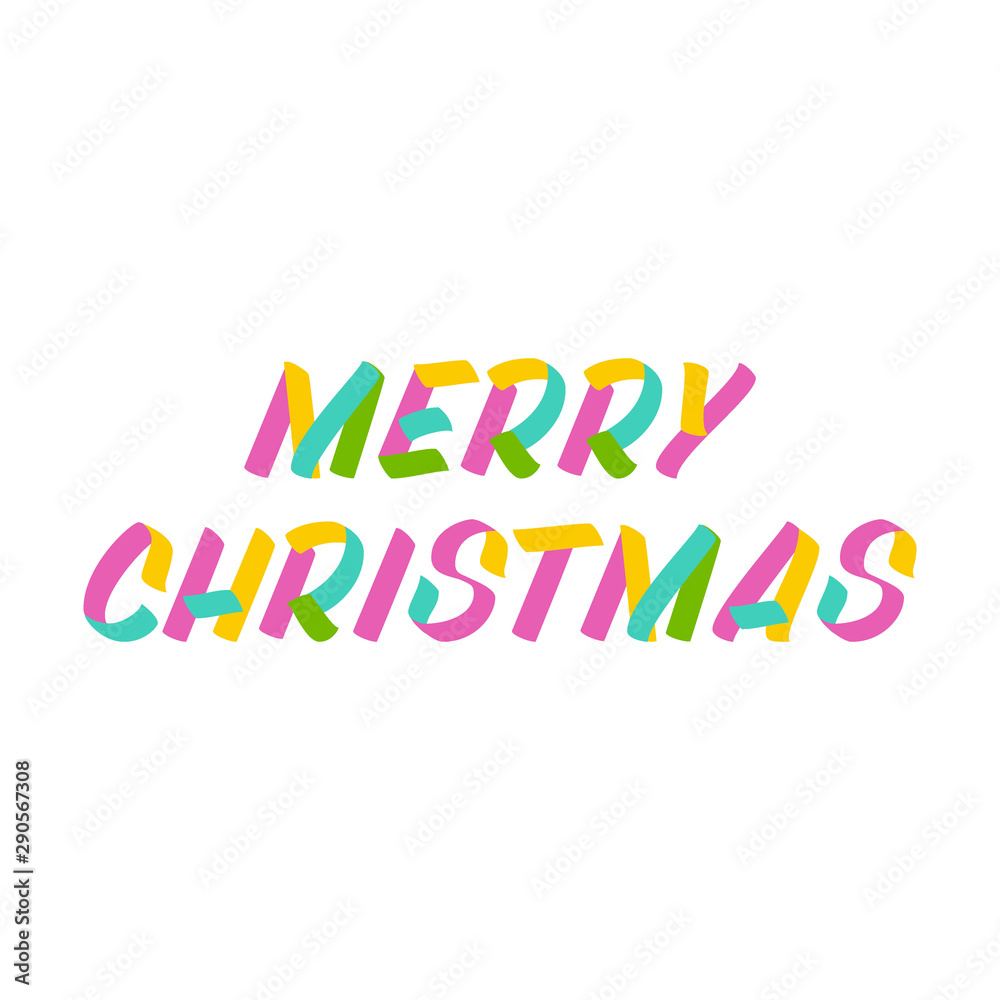 Merry Christmas and New Year typography set of brush sign lettering. Celebration card design elements on white background. Holiday lettering templates for greeting cards, overlays, posters