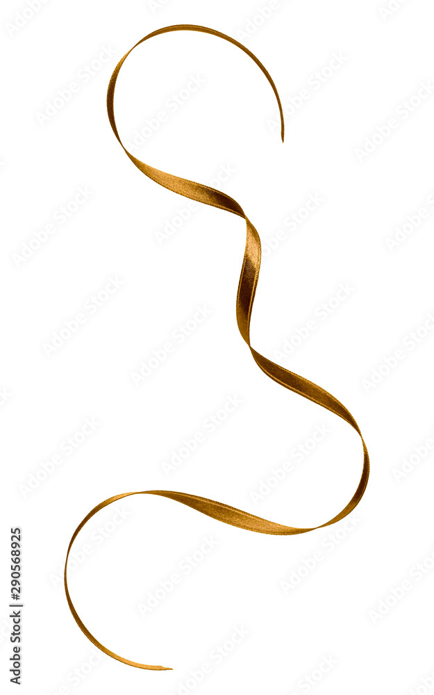 Shiny satin ribbon in brown color isolated on white background close up . Ribbon image for decoration design. Shiny satin ribbon in brown color isolated on white background close up . Ribbon image for decoration design.