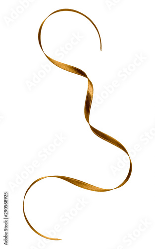 Shiny satin ribbon in brown color isolated on white background close up . Ribbon image for decoration design.