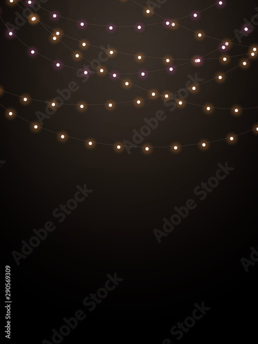 String lights in black background for decoration