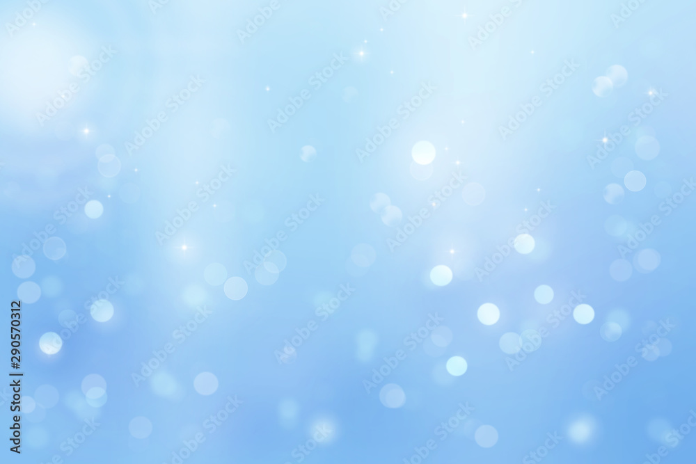 Bokeh in gentle blue background	