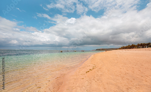 Empty tropical sandy beach and clear sea background - Bali  Indonesia 