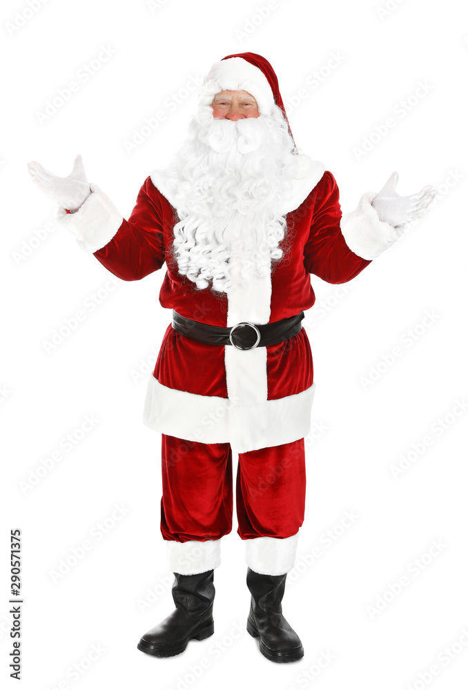 Happy authentic Santa Claus on white background Happy authentic Santa Claus on white background