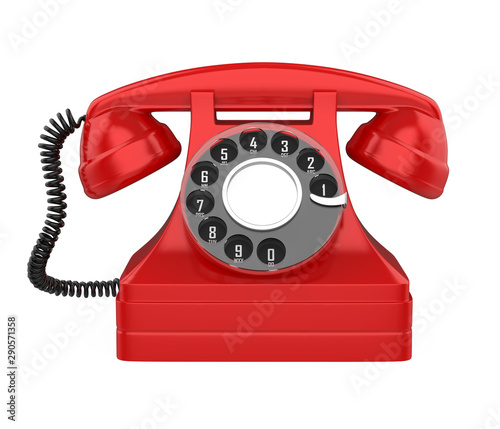 Red Vintage Telephone Isolated