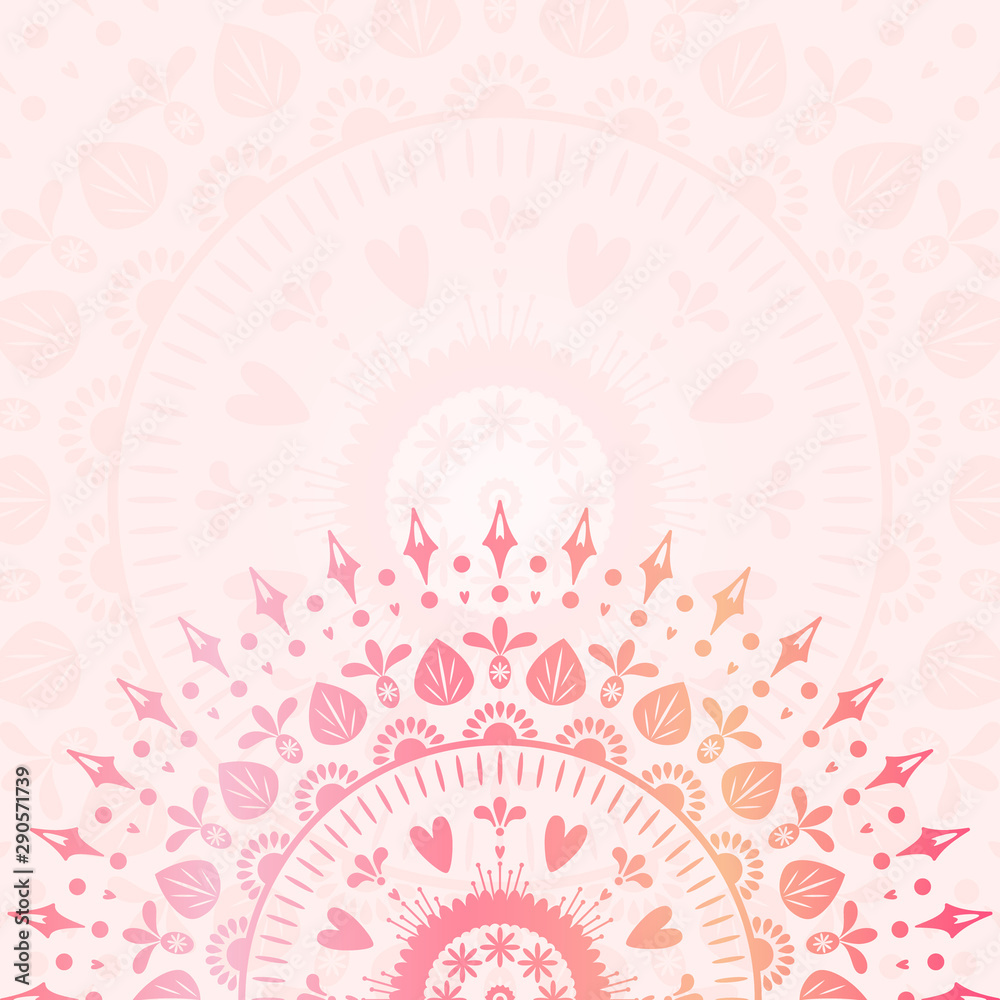 Ethnic folk floral mandala background. Design template for print, textile Ethnic folk floral mandala background. Design template for print, textile