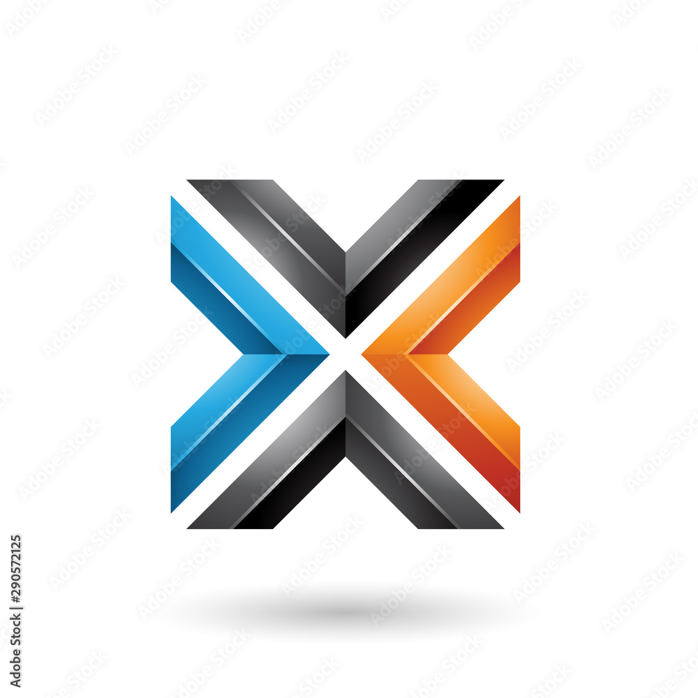 Blue Black and Orange Square Shaped Letter X Illustration Blue Black and Orange Square Shaped Letter X Illustration