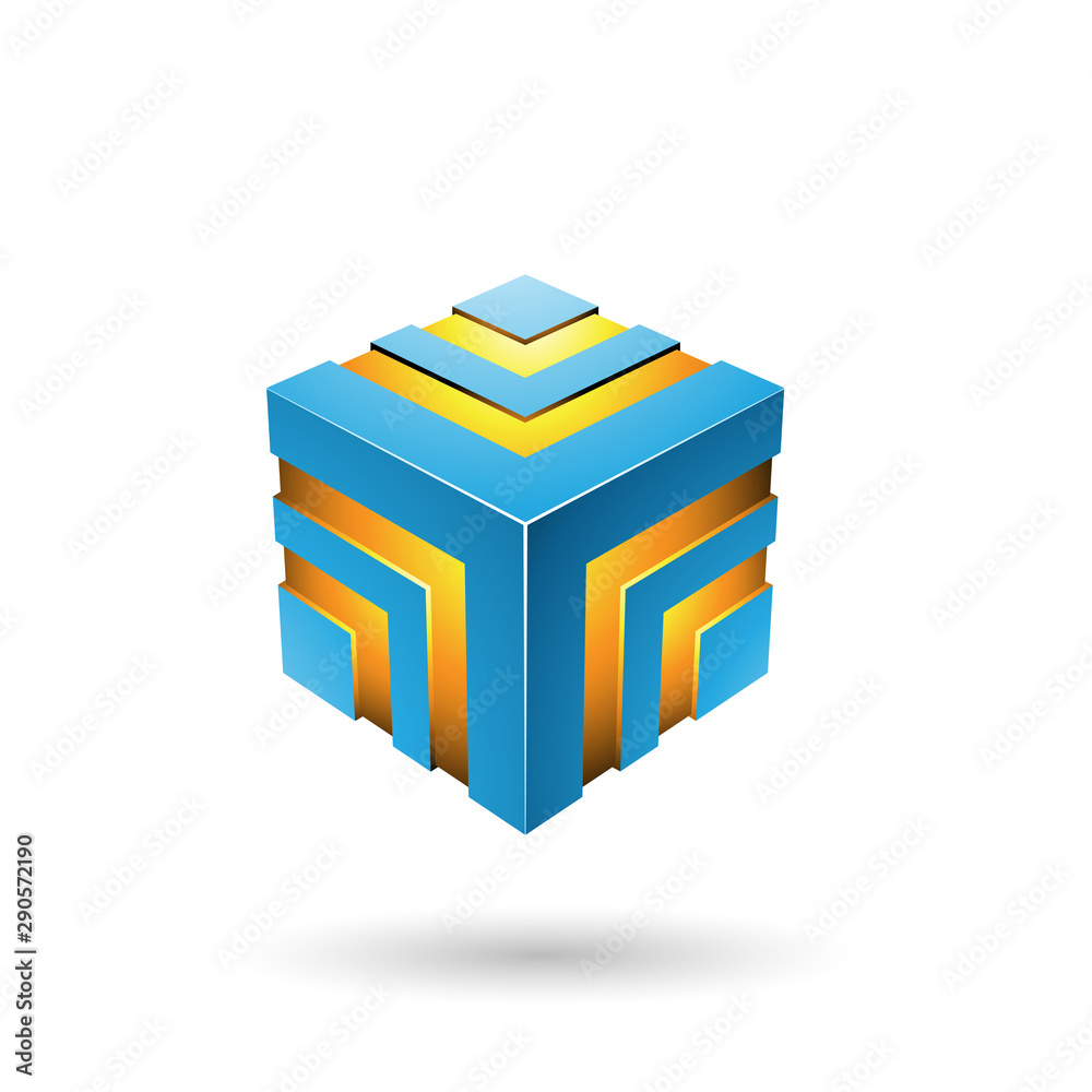Blue Bold Striped Cube Illustration Blue Bold Striped Cube Illustration