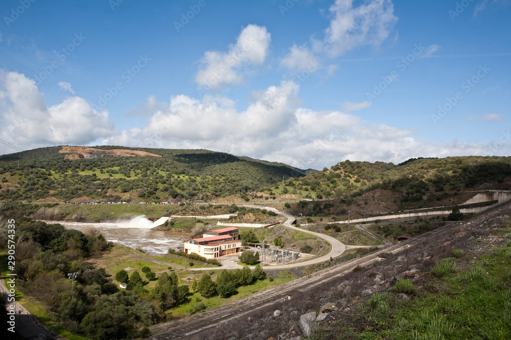 Spillway in the reservoir of San Rafael de Navallana, near Cordoba, Andalusia, Spain Spillway in the reservoir of San Rafael de Navallana, near Cordoba, Andalusia, Spain
