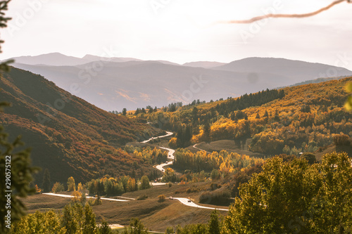 Beautiful mountains in Aspen on the Fall foliage season in September. Colorful trees in the mountains of Colorado state. photo