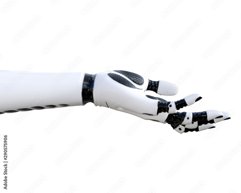 White metal droid hand gestures