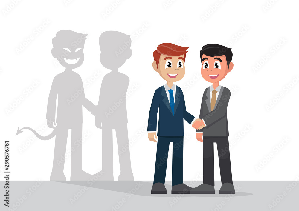 Businessman shaking hands with colleagues And an invisible threat. Businessman shaking hands with colleagues And an invisible threat.
