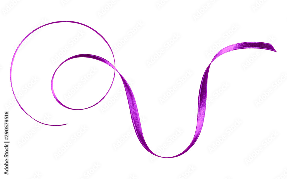 Shiny satin ribbon in lavender color isolated on white background close up .Ribbon image for decoration design.