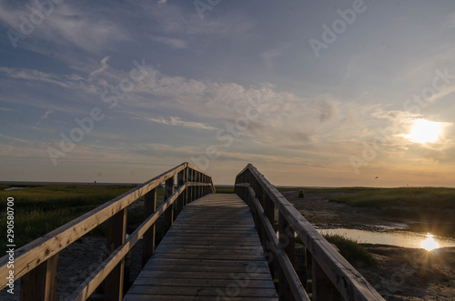 Sankt Peter-Ording Sonnenuntergang Holzbr  cke