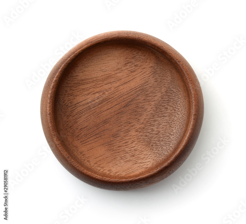 Top view of empty wooden bowl