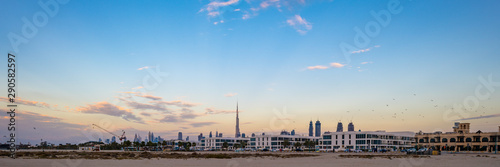 sunset over the city of Dubai  United Arab Emirates 