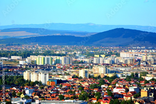 Aerial view. Typical urban landscape of the city Brasov, a town situated in Transylvania, Romania, in the center of the country