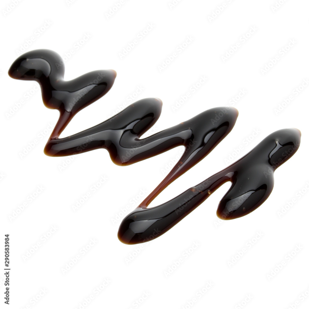 Obraz premium Balsamic vinegar cream isolated on white background. Italian salad dressing, sauce.