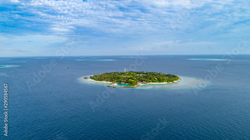 Aerial view of beautiful island at Maldives in the Indian Ocean. Top view from drone. © gawriloff