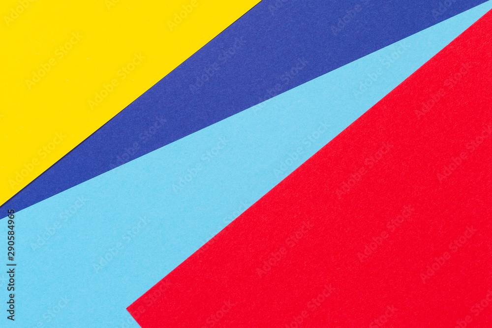 Abstract blue, red and yellow color paper geometry composition background Abstract blue, red and yellow color paper geometry composition background