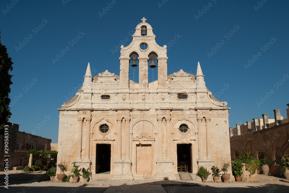 Venetian baroque church of Metmorphosis Sotiros, Saints Constantine and Helen at Arkadi Monastery, Crete