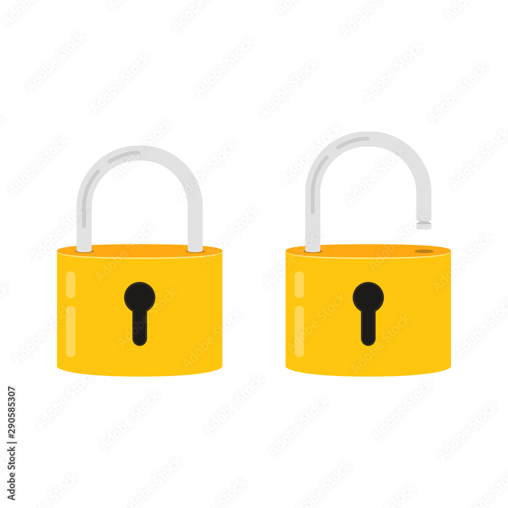 Naklejka premium Lock open and lock closed. Concept password, blocking, security. Icon for web and mobile application. Vector illustration.
