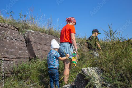 family in mountains