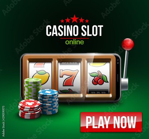 big win illustration Online Jackpot casino Slot machine banner in mobile phone. Chips, playing card, dice. Marketing Luxury Banner Jackpot Online Casino game Slot-machine in Smartphone play now poster