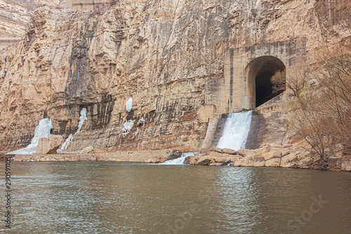 Close view of the dam overflow next to the Hanging Temple near Datong photo