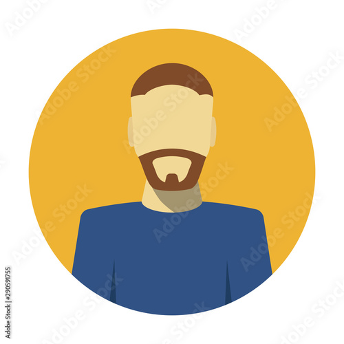 Male face avatar on white background. Flat cartoon style. Vector illustration.