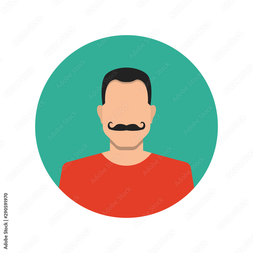 Male face avatar on white background. Flat cartoon style. Vector illustration. Male face avatar on white background. Flat cartoon style. Vector illustration.