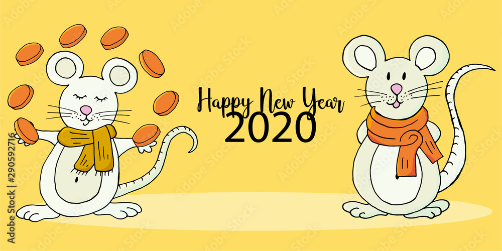 Happy New Year 2020. Banner, flyer, Happy New Year