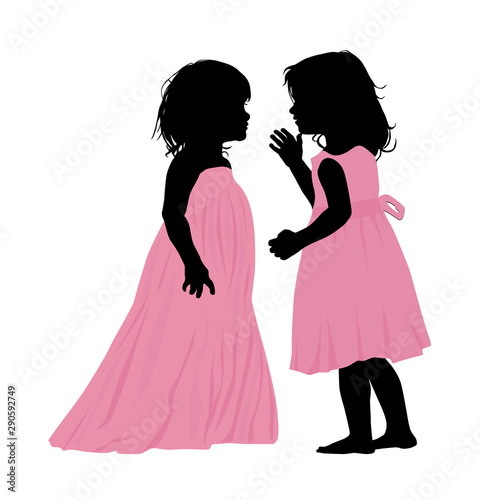 Two girlfriends silhouette. Secret. Vector illustration