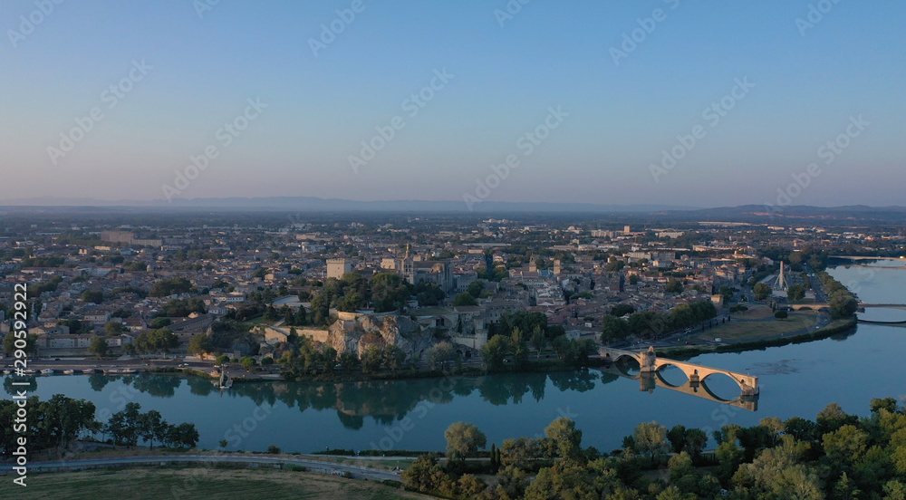 Avignon bridge Palais des Papes aerial video Avignon bridge Palais des Papes aerial video