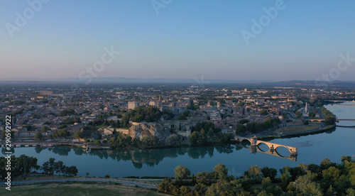 Avignon bridge Palais des Papes aerial video