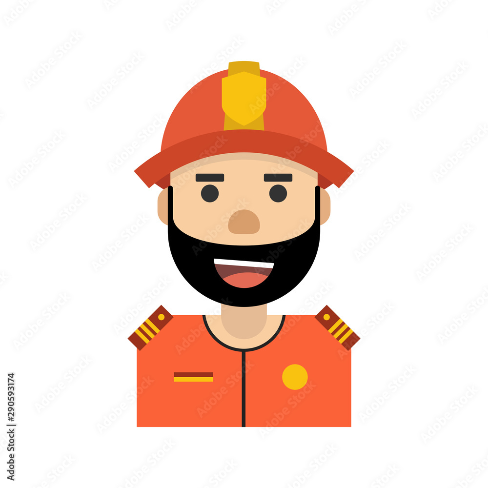Firefighter avatar. Flat cartoon style. Vector illustration. Firefighter avatar. Flat cartoon style. Vector illustration.