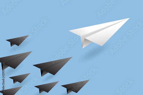 Leadership Concept Background. Paper Air Plane Vector Illustration.