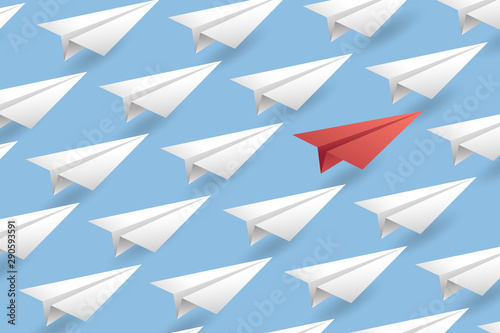 Leadership Concept Background. Paper Air Plane Vector Illustration.