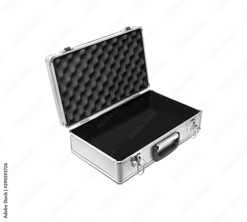Metallic suitcase isolated on white background Metallic suitcase isolated on white background