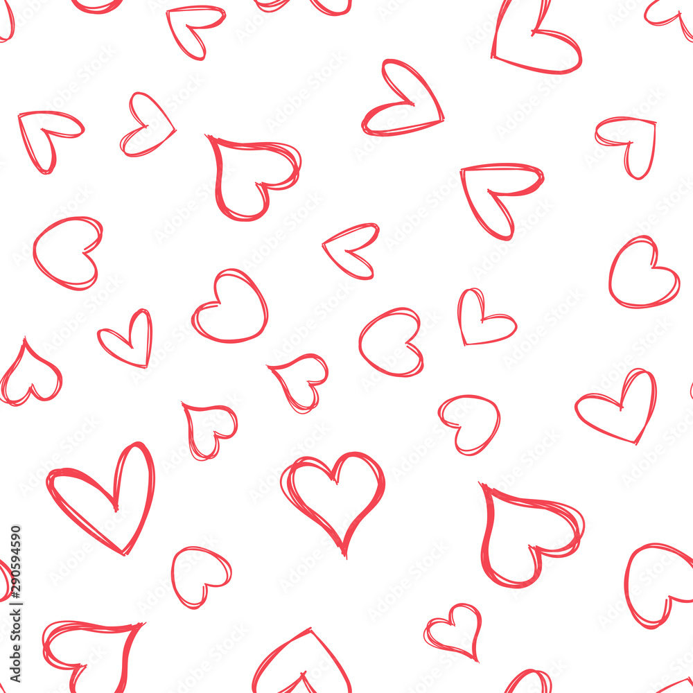 Seamless pattern of heart doodles. Hand drawn hearts texture. Seamless pattern of heart doodles. Hand drawn hearts texture.