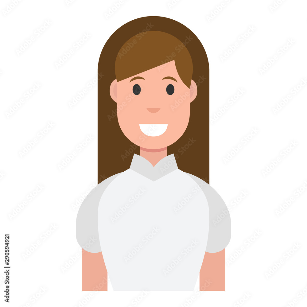 Female avatar on white background. Vector illustration.